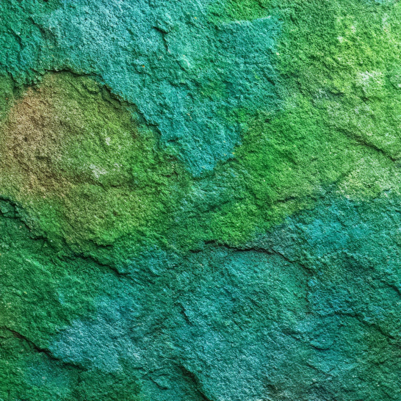 Textured green and blue surface.